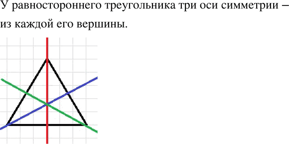 Изображение 490 Сколько осей симметрии у равностороннего треугольника? Начертите в тетради равносторонний треугольник и проведите все его оси...