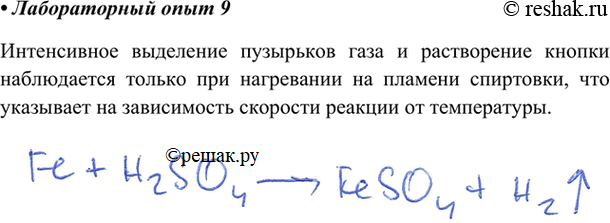 Изображение В пробирку налейте 5 мл 5 %-мого раствора серной кислоты и опустите стальную кнопку. Что наблюдаете?Нагревайте содержимое пробирки на пламени спиртовки. Что...